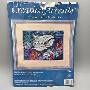 Dolphin Family Counted Cross Stitch Kit 16 x 13 Creative Accents
